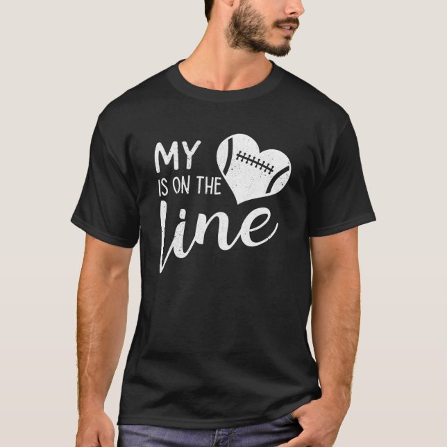 Mein Herz ist auf der Linie lustige Fußball Linema T-Shirt (Vorderseite)