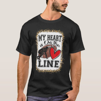 Mein Herz ist auf der Linie Offensive Lineman Fußb T-Shirt