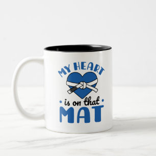 Mein Herz ist auf der Mat Jiu Jitsu Mama Zweifarbige Tasse