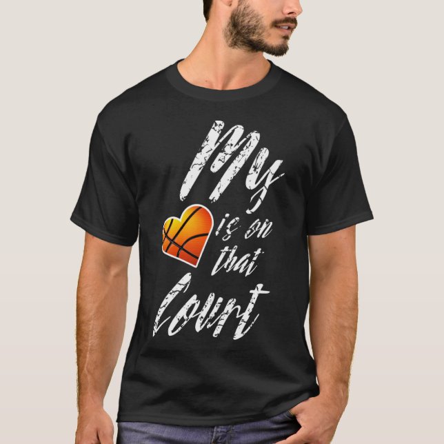 Mein Herz ist auf diesem Court Basketball Mama Vat T-Shirt (Vorderseite)