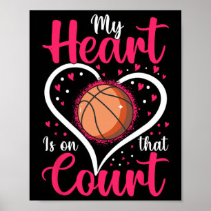 Mein Herz ist auf diesem Court Sketll Lustige Spor Poster