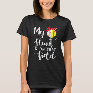 Mein Herz ist auf diesem Feld Baseball Softball-Ma T-Shirt