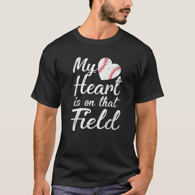 Mein Herz ist auf diesem Feld T-Shirt Baseball Sof (Vorderseite)