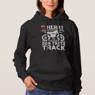 Mein Herz ist auf diesem Track Motocross Familiens Hoodie