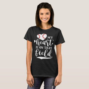 Mein Herz ist auf dieser Feld-Baseball-T - Shirts