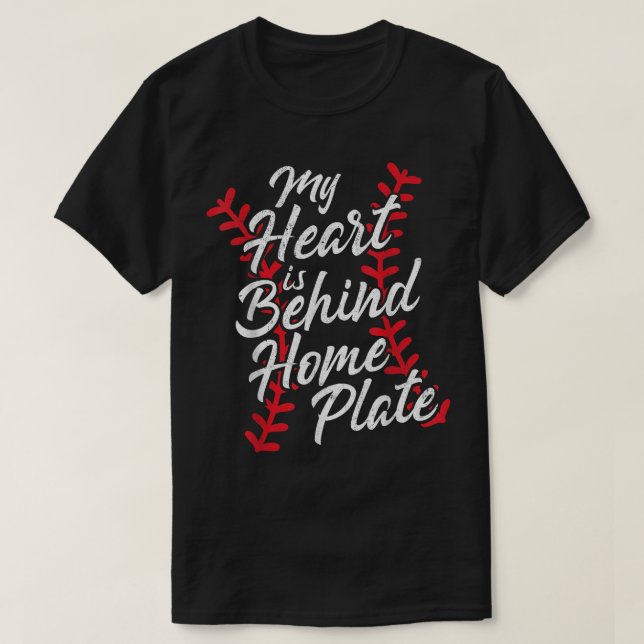 Mein Herz ist hinter Zuhause Plate Baseball Schnür T-Shirt (Design vorne)