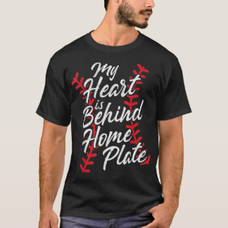 Mein Herz ist hinter Zuhause Plate Baseball Schnür T-Shirt