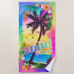 Mein Herz ist in MAUI Beach Handtuch