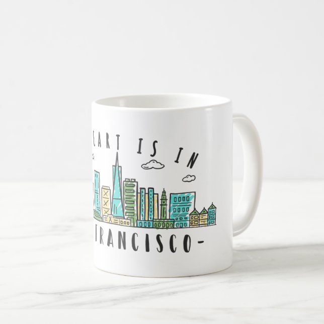 Mein Herz ist in SAN FRANCISCO - Handgezeichnete S Kaffeetasse (VorderseiteRechts)