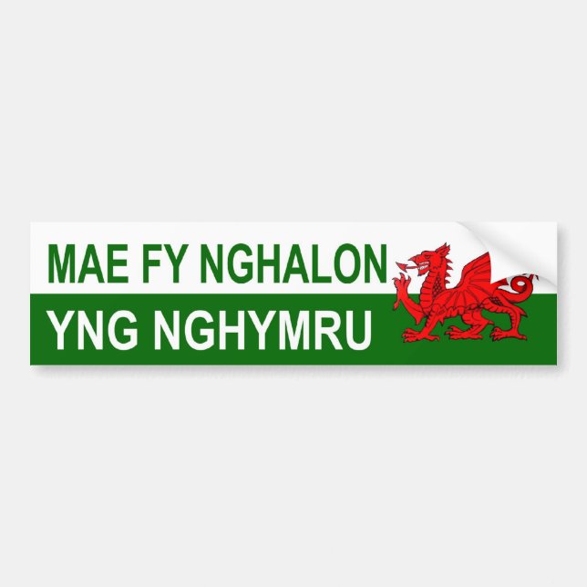 Mein Herz ist in Wales Autoaufkleber (Vorne)