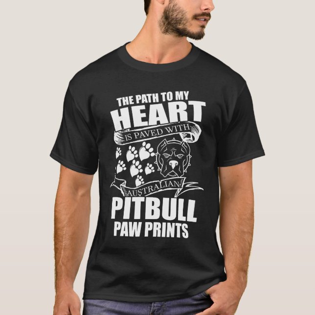 Mein Herz ist mit Aus Pitbull Paw Prints gepflaste T-Shirt (Vorderseite)