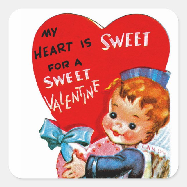 Mein Herz ist süß für ein süßes Valentin wie du Quadratischer Aufkleber (Vorderseite)