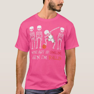 Mein Herz lächelt, wenn ich Ballin' Skelettkolben T-Shirt