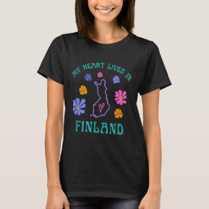 Mein Herz lebt in Finnland Retro Groovy Reisen und T-Shirt