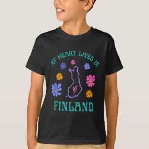 Mein Herz lebt in Finnland Retro Groovy Reisen und T-Shirt