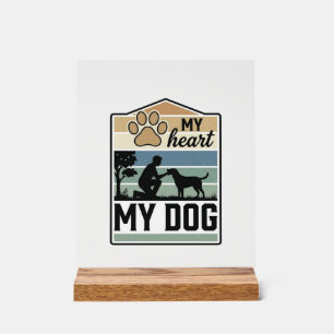 Mein Herz Mein Hund Vintage Gravur Hunde Liebhaber Acrylschild