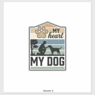 Mein Herz Mein Hund Vintage Gravur Hunde Liebhaber Aufkleber