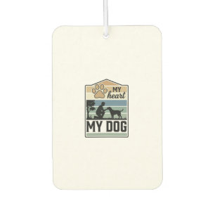 Mein Herz Mein Hund Vintage Gravur Hunde Liebhaber Autolufterfrischer