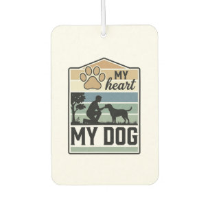 Mein Herz Mein Hund Vintage Gravur Hunde Liebhaber Autolufterfrischer