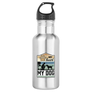 Mein Herz Mein Hund Vintage Gravur Hunde Liebhaber Edelstahlflasche