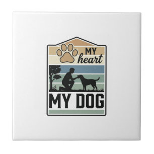Mein Herz Mein Hund Vintage Gravur Hunde Liebhaber Fliese