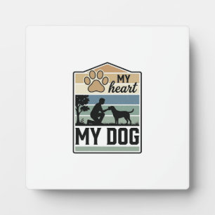 Mein Herz Mein Hund Vintage Gravur Hunde Liebhaber Fotoplatte