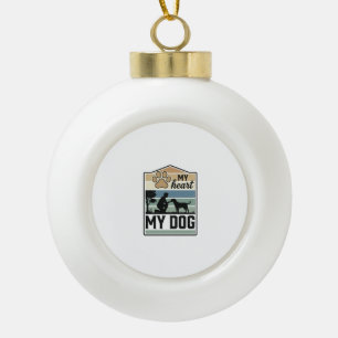 Mein Herz Mein Hund Vintage Gravur Hunde Liebhaber Keramik Kugel-Ornament