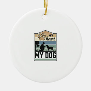 Mein Herz Mein Hund Vintage Gravur Hunde Liebhaber Keramik Ornament