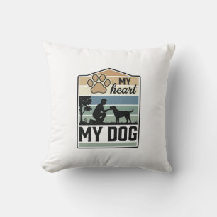 Mein Herz Mein Hund Vintage Gravur Hunde Liebhaber Kissen