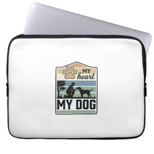 Mein Herz Mein Hund Vintage Gravur Hunde Liebhaber Laptopschutzhülle