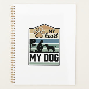 Mein Herz Mein Hund Vintage Gravur Hunde Liebhaber Planer