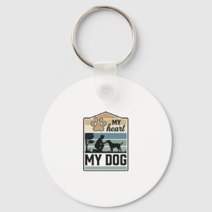 Mein Herz Mein Hund Vintage Gravur Hunde Liebhaber Schlüsselanhänger