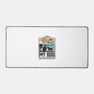 Mein Herz Mein Hund Vintage Gravur Hunde Liebhaber Schreibtischunterlage