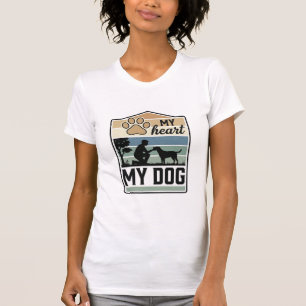 Mein Herz Mein Hund Vintage Gravur Hunde Liebhaber T-Shirt