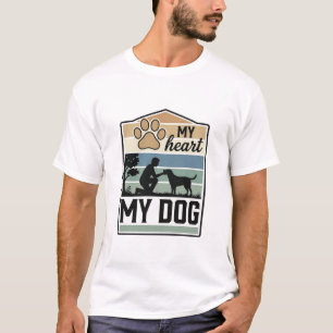 Mein Herz Mein Hund Vintage Gravur Hunde Liebhaber T-Shirt