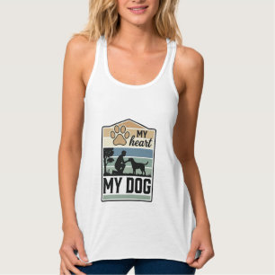 Mein Herz Mein Hund Vintage Gravur Hunde Liebhaber Tank Top