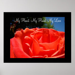 Mein Herz Meine Hand Meine Liebe Rote Rosen Kuns Poster