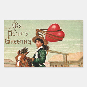 Mein Herz mit Lasso einfangen Vintage Valentinstag Rechteckiger Aufkleber