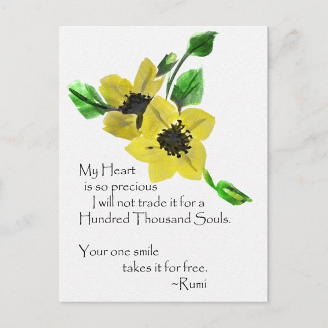 Mein Herz Rumi Watercolor Postcard Postkarte (Vorderseite)