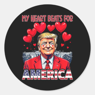 Mein Herz schlägt für America Trump Valentinstag U Runder Aufkleber