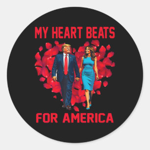 Mein Herz schlägt für Amerika Trump Valentinstag 3 Runder Aufkleber