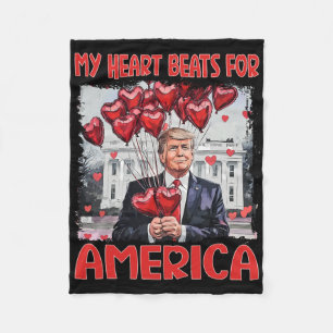 Mein Herz schlägt für Amerika Trump Valentinstag 4 Fleecedecke