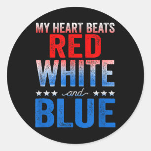 Mein Herz schlägt rot-weiß und blau-amerikanische Runder Aufkleber