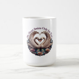 Mein Herz schwimmt nur für Dich Schwan-Herz-T-Shir Kaffeetasse