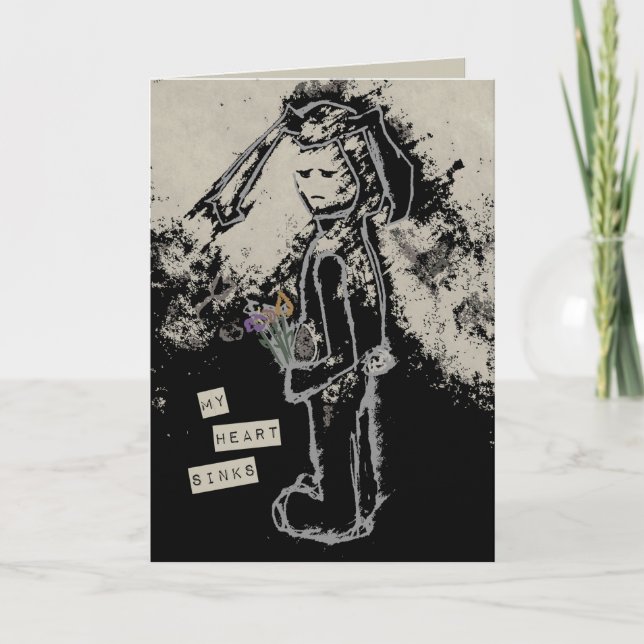 Mein Herz sinkt Beileid sinnibunny Karte (Vorderseite)