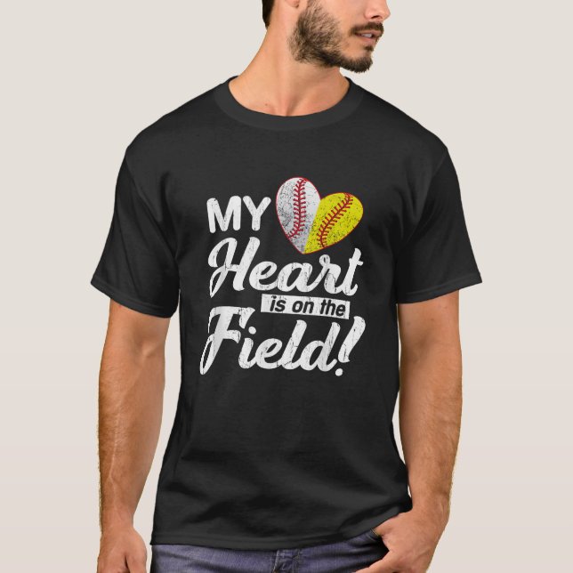 Mein Herz steht auf der Field Baseball Softball Ma T-Shirt (Vorderseite)