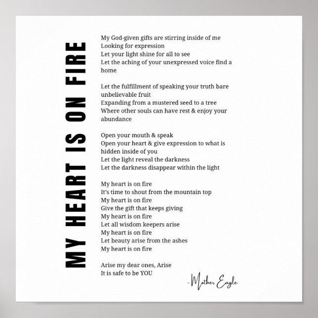 Mein Herz steht auf einem Gedicht zur Feuerförderu Poster (Vorne)