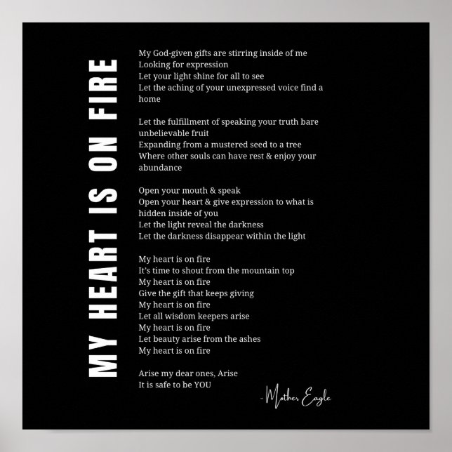 Mein Herz steht auf einem Gedicht zur Feuerförderu Poster (Vorne)