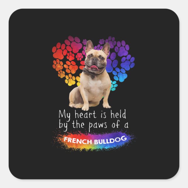 Mein Herz wird von den Paaren eines französischen  Quadratischer Aufkleber (Vorderseite)