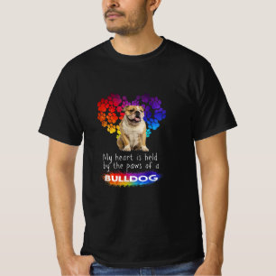 Mein Herz wird von den Paws eines Bulldoghunds geh T-Shirt